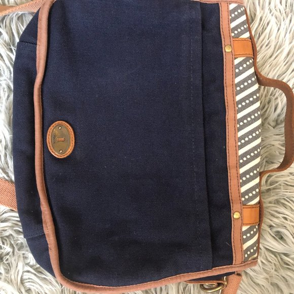FOSSIL canvas leather messenger portfolio brief - Picture 7 of 11